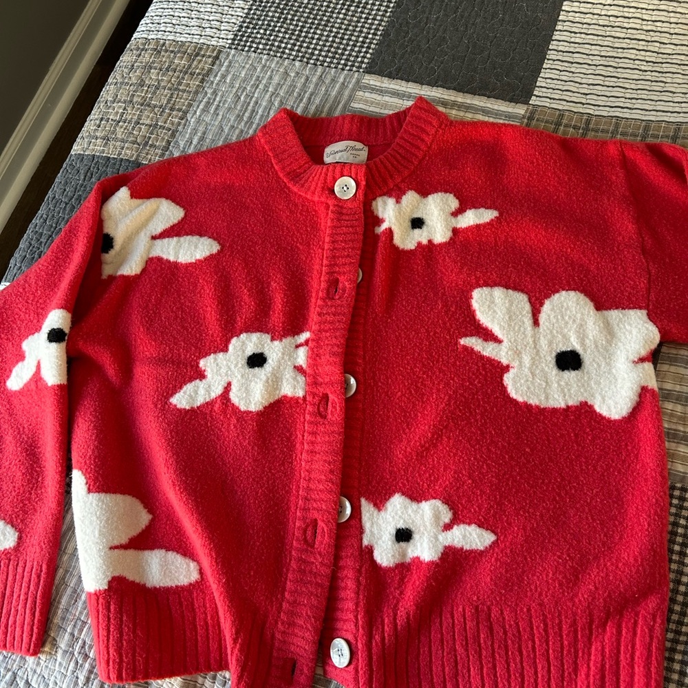 Universal Thread Red Floral Button-Up Cardigan - image 1